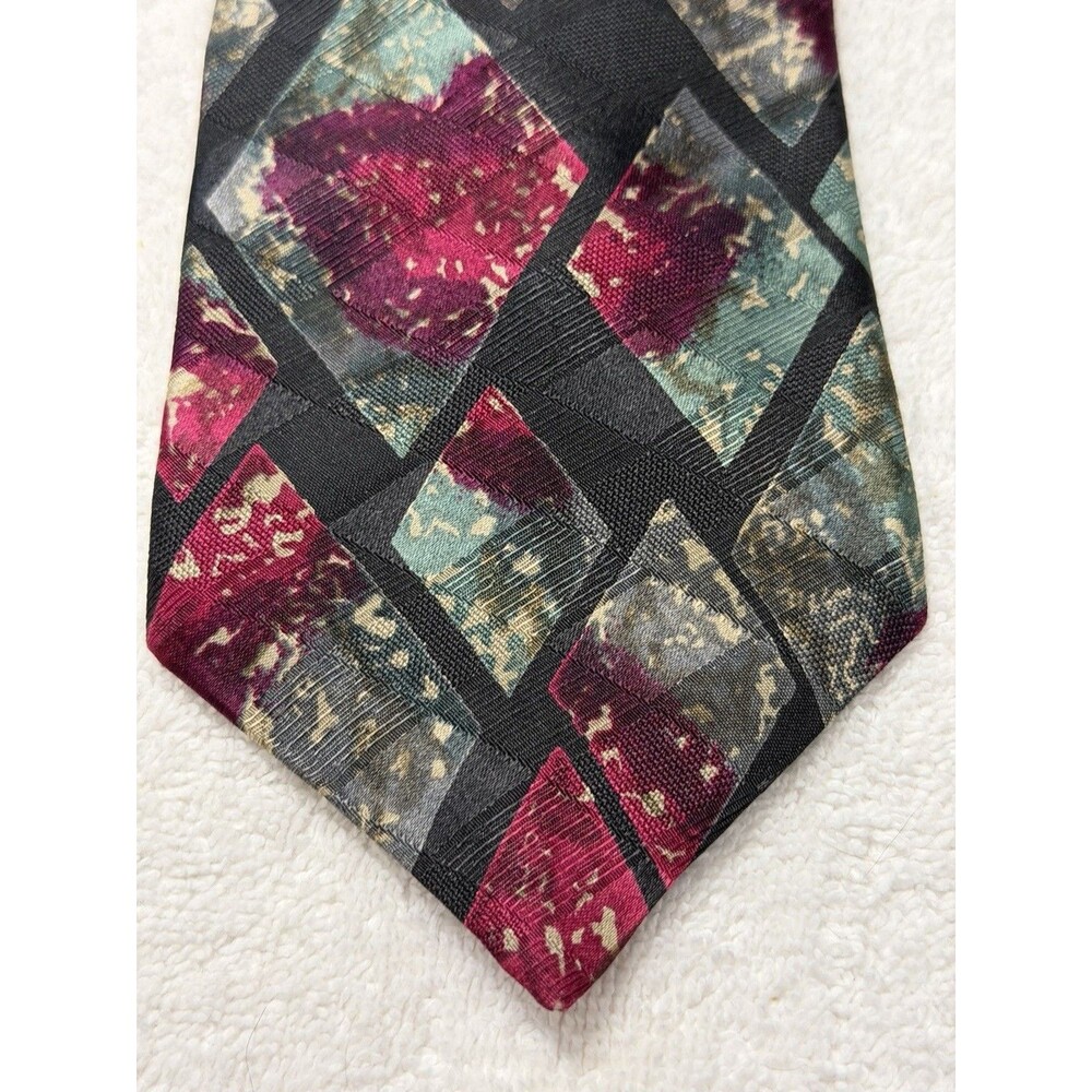 Bartolini Men's Silk Tie Geometric Made In Italy 57"